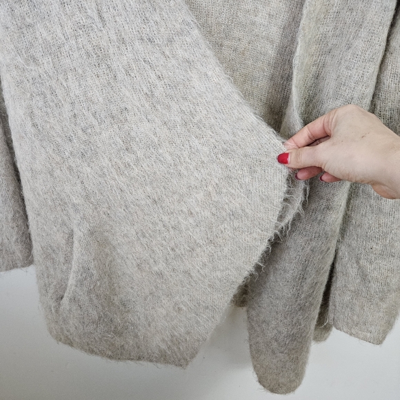 Eileen Fisher Brushed Mohair Alpaca Cardigan XL Open Front Neutral Beige - Picture 10 of 10